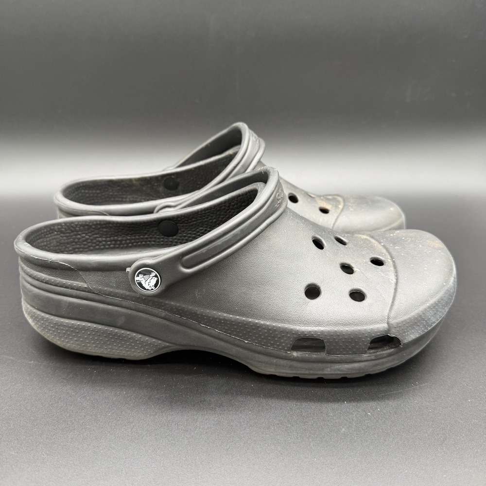 Crocs Reinforce Closed Toe Cap Toe Black Rubber Unisex Clogs Mens Size‎ 12-13
